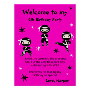 Cute Ninja Warrior Kids Bday Party Welcome Sign