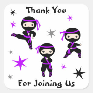 Cute Ninja Warrior Kids Birthday Party Favor Favor Square Sticker