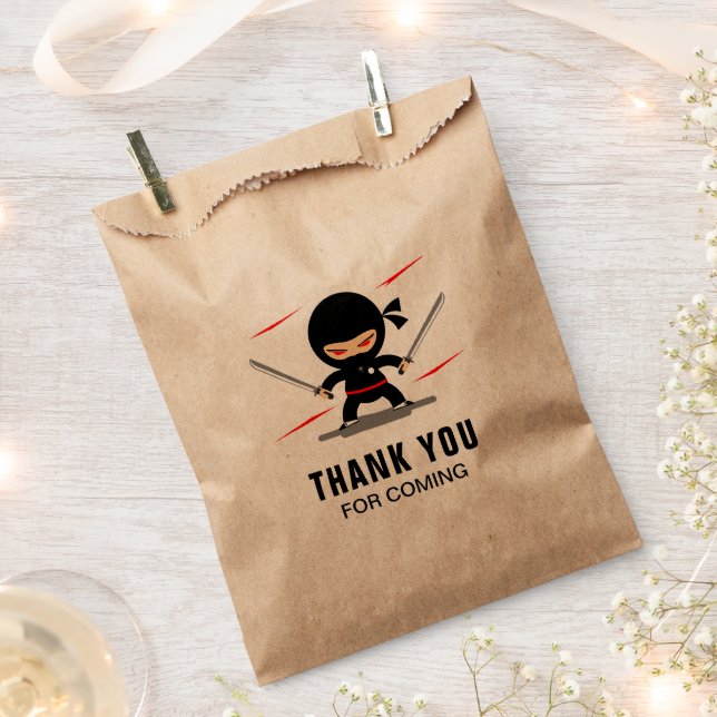 Cute Ninja Warrior Kids Birthday Party Favour Bag (Clipped)