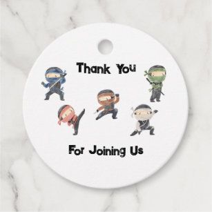 Cute Ninja Warrior Kids Birthday Party Favour Favour Tags