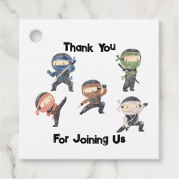 Cute Ninja Warrior Kids Birthday Party Favour Tags
