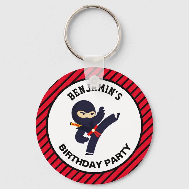 Cute Ninja Warrior Kids Birthday Party Keychain (Front)
