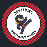 Cute Ninja Warrior Kids Birthday Party Sticker<br><div class="desc">Cute favour stickers for a ninja theme party. Customize it with your child's name.</div>