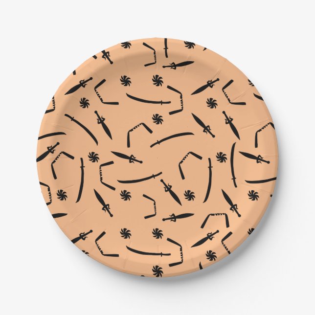 Cute Ninja Warrior - Kids Birthday Party Supply Paper Plate (Front)