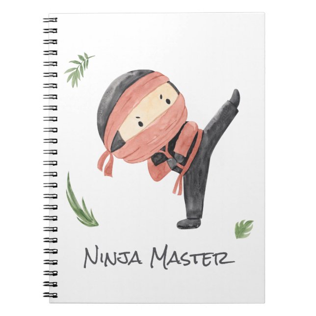 Cute Ninja Warrior - Kids Custom Name  Notebook (Front)