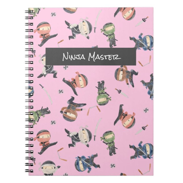 Cute Ninja Warrior - Kids Custom Name  Notebook (Front)