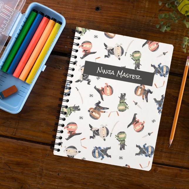 Cute Ninja Warrior - Kids Custom Name  Notebook (Creator Uploaded)