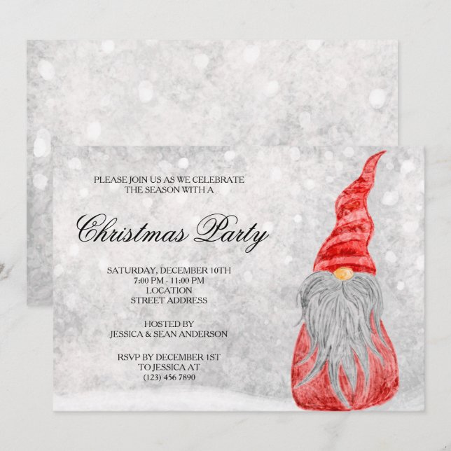 Cute Nisse Christmas Invitation (Front/Back)