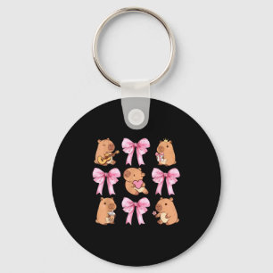 Cute Nk Coquette Bow Kawaii Capybara Lover  Keychain