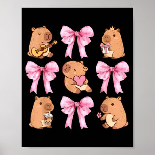 Cute Nk Coquette Bow Kawaii Capybara Lover Poster