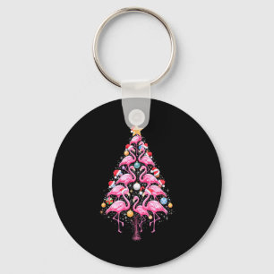 Cute Nk Flamingo Christmas Tree Santa Hat Trocal P Keychain
