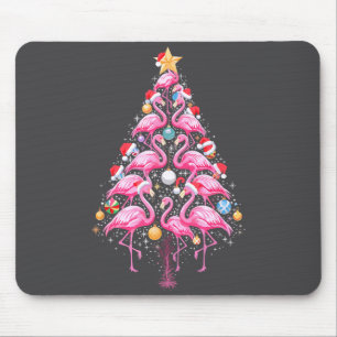 Cute Nk Flamingo Christmas Tree Santa Hat Trocal P Mouse Pad