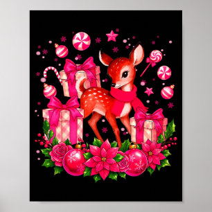 Cute Nk Reindeer Snowflake Pajamas Pjs Christmas X Poster