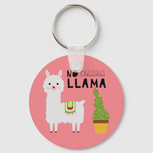Cute No drama llama succulents cactus fiesta pink Keychain