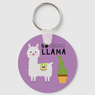 Cute No drama llama succulents cactus purple Keychain