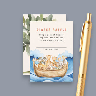 Cute Noah's Ark Animals Baby Shower Diaper Raffle  Enclosure Card
