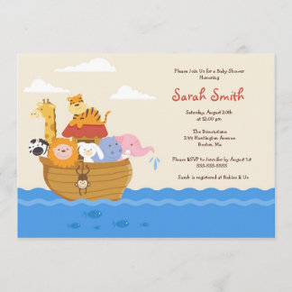 Cute Noah's Ark Gender Neutral Baby Shower Invite
