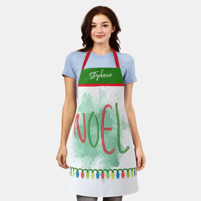 Cute Noel Personalized Chef Name Christmas Aprons (Worn)