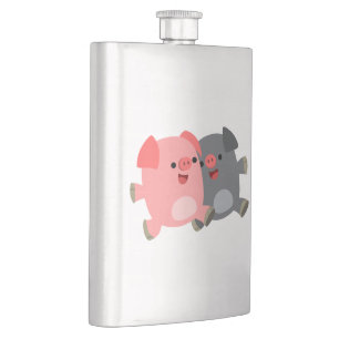 Cute noir et blanc Cartoon Pigs Classique Flacon