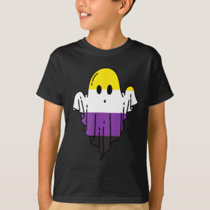 Cute Nonbinary Ghost Spooky Halloween Funny LGBTQ T-Shirt