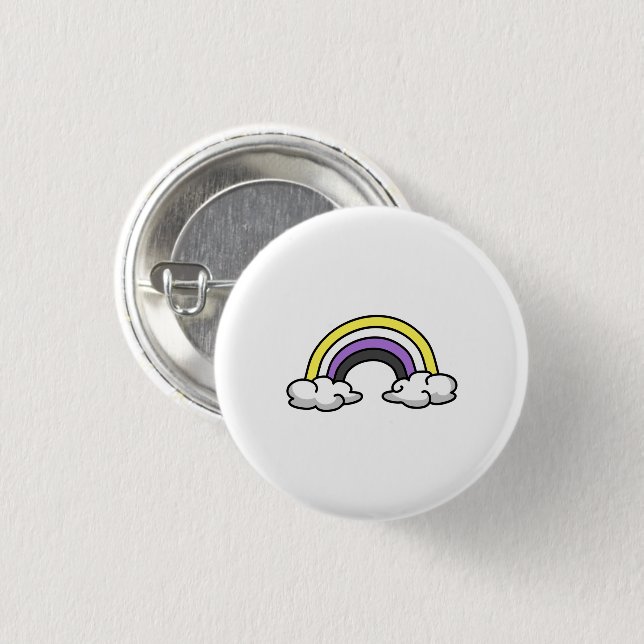 Cute Nonbinary Rainbow 1 Inch Round Button (Front & Back)