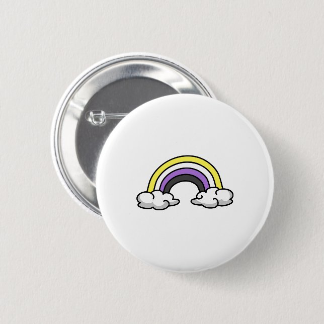 Cute Nonbinary Rainbow 2 Inch Round Button (Front & Back)