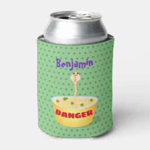 Cute noodles snake cartoon illustration humour can cooler