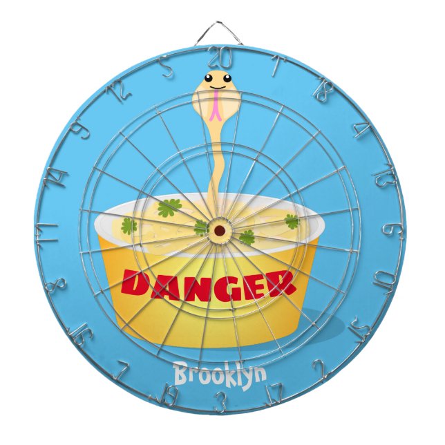Cute noodles snake cartoon illustration humour dartboard (Front)