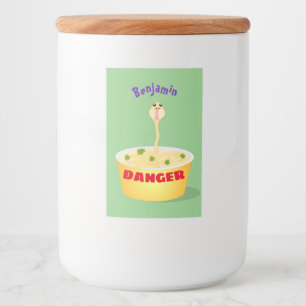 Cute noodles snake cartoon illustration humour food label
