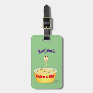 Cute noodles snake cartoon illustration humour luggage tag