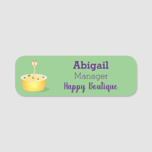Cute noodles snake cartoon illustration humour name tag