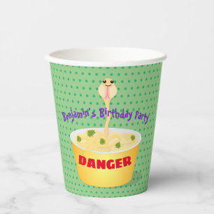 Cute noodles snake cartoon illustration humour  paper cups
