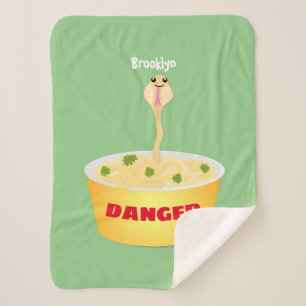 Cute noodles snake cartoon illustration humour sherpa blanket