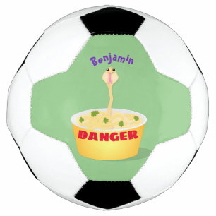 Cute noodles snake cartoon illustration humour  soccer ball