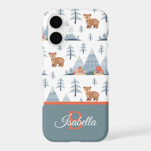 Cute Nordic Bear Pattern Monogram Personalized