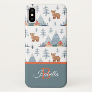 Cute Nordic Bear Pattern Monogram Personalized Case-Mate iPhone Case