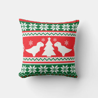 Cute Nordic Fair Isle T-Rex Dinosaurs Sweater Throw Pillow
