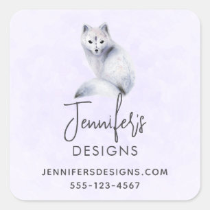 Cute Nordic Fox with Floral Markings Business Square Sticker