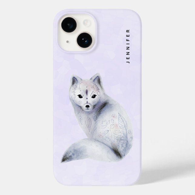 Cute Nordic Fox with Floral Markings Case-Mate iPhone Case (Back)
