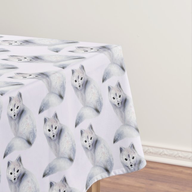 Cute Nordic Fox with Floral Markings Patterned Tablecloth (In Situ)