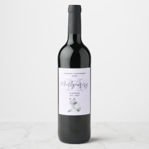 Cute Nordic Fox with Floral Markings Wine Making Label