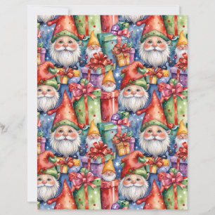 Cute Nordic Gnome and Festive Holiday Paper