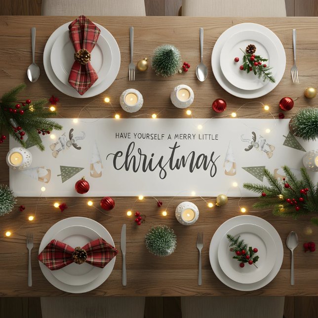 Cute nordic gnome Christmas Short Table Runner (christmas table runner)