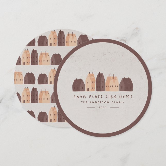 cute nordic scandi modern natural house Christmas  Announcement (Front/Back)