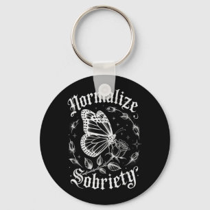 Cute NORMALIZE Sobriety Sober Matters AA Support Keychain