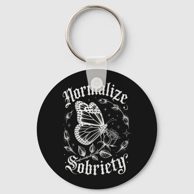 Cute NORMALIZE Sobriety Sober Matters AA Support Keychain (Front)