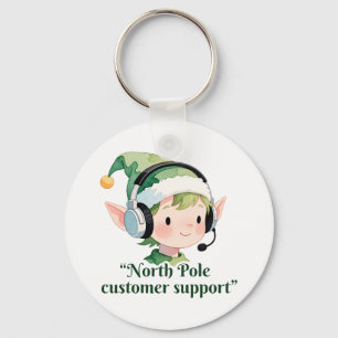 Cute North Pole elf providing customer support  Keychain