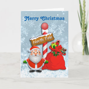 Cute North Pole Santa Card