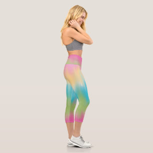 Cute Northern Lights Blue Pink Colours Pattern Capri Leggings