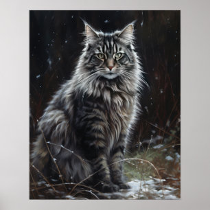 Cute Norwegian Forest Chat Art Imprimer Poster